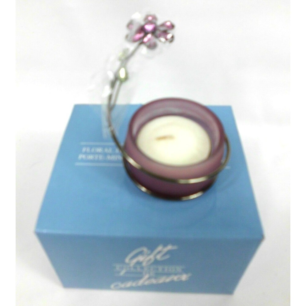 Avon Floral Jewels Tealight Candle Holder February Amethyst Vintage 2004 New